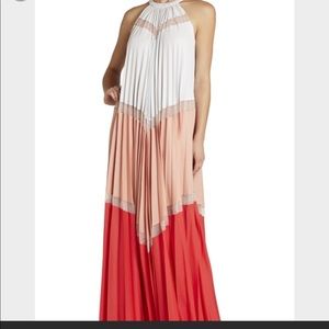 BCBG pleated color block maxi dress